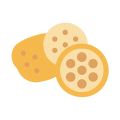 Abstract depiction of potato slices on a black background