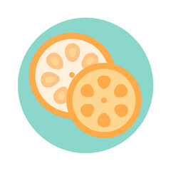 Obraz premium Stylized vector graphic of two orange fruit slices