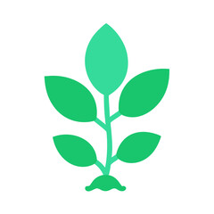 Minimalist green seedling icon on black background for design