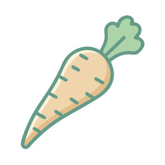 Cartoon vector of a single carrot with green leaves