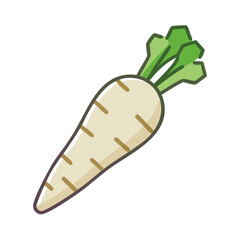 Stylized parsnip illustration with simple design on black background