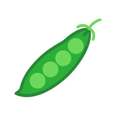Cartoon flat style illustration of peas in pod