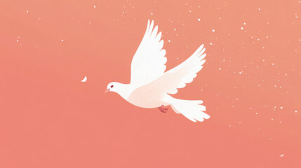 In a minimalist line art style, a white dove symbolizes peace and freedom, serving as a simple yet powerful national labor movement emblem