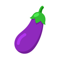 Stylized single eggplant illustration on black background vegetable concept
