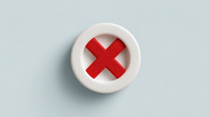 Obraz premium Red Cross X Mark Icon Minimalist Rejection Symbol Circle Sign 3D Render