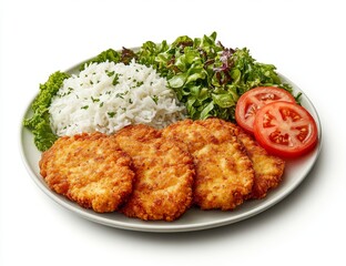 Crispy chicken with rice and salad (1)