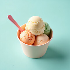 colorful scoop ice cream with spoon
