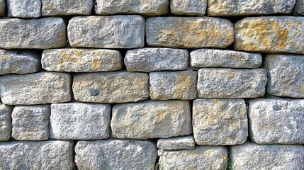Obraz premium Stone Wall Texture: A detailed close-up shot of a rustic stone wall, showcasing the unique texture and color variations of the stones. The image offers a natural, earthy feel.