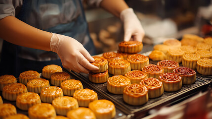  Admiring the skill involved in making Chinese moon cakes in their various shapes and sizes (1)