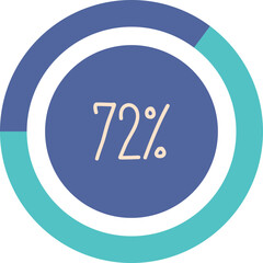 72 percent pie chart vector illustration