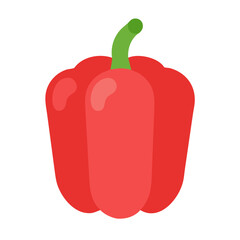 Simple flat design illustration of a vibrant red pepper