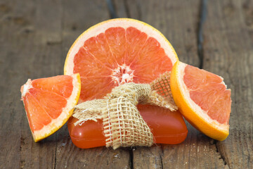 bar of glycerine soap and grapefruit