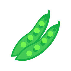 Two bright green pea pods on black background illustration