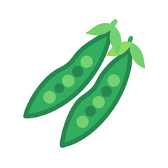 Two pea pods illustration on black background isolated vector