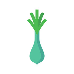 Flat design leek illustration on black background for print