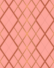 Fototapeta premium Rose gold blush pink muted peach diamond Harlequin design, seamless pattern.