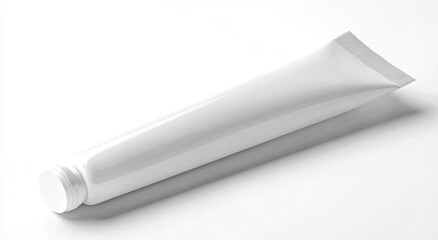 Sleek white tube, lying on a white surface