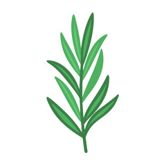 Stylized green fern leaf on black background illustration