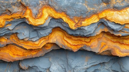 Obraz premium Earth's Layers: A stunning display of geological formations, showcasing the intricate layers of rock and the captivating interplay of colors and textures in a close-up study.