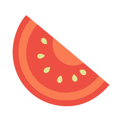 Flat design vector illustration of a ripe tomato slice