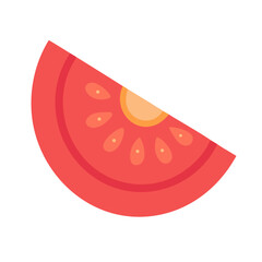 Isolated tomato slice on black background flat illustration