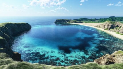 Obraz premium Secluded Cove Turquoise Waters Coastal Cliffs Scenic View