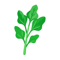 Stylized Green Leaf Branch on Black Background Illustration