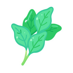 Fresh green spinach leaves isolated on black background illustration