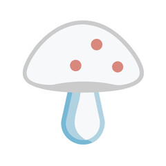 Isolated flat cartoon mushroom on black backdrop design element