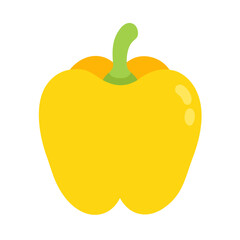 Vibrant yellow bell pepper flat illustration on black background