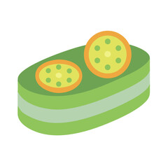 Abstract green cake slice with fruit topping illustration