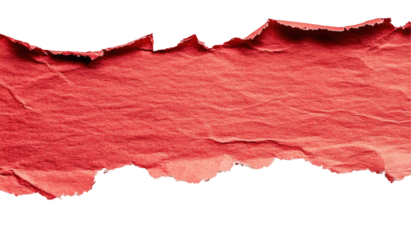 Red paper strip torn from a larger piece