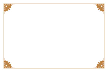 Elements of ornate vintage frames. Border gold on white classic calligraphy swirls, floral motifs. Design print for greeting cards, wedding invitations, restaurant menu, royal certificates. Set 151