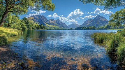 Fototapeta premium Stunning Lake District Landscape Serenity Amidst Majestic Mountains