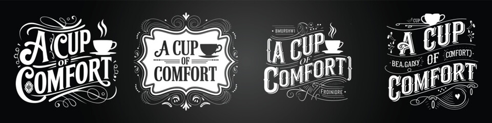 Coffee Caf&eacute; Typography with Vintage Chalkboard and Elegant Menu Design