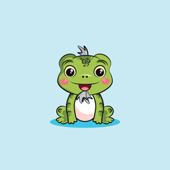 Obraz premium Cute Cartoon Old Frog Smiling
