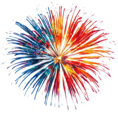 Fireworks In Mid Explosion Colorful  isolated on a transparent background