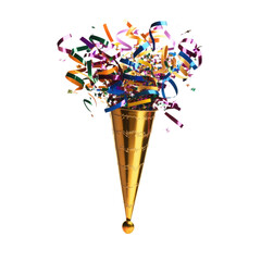 New Years Eve Party Horn With Streamers  isolated on a transparent background