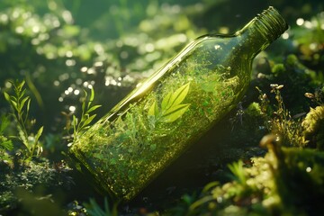 high quality image of eco message in a bottle concept