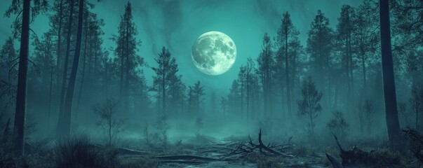 Enigmatic Moonlight Forest: A Mystical Night in the Woods