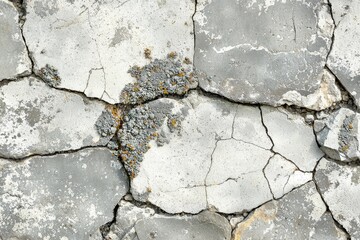 Cracked Grey and White Carbon Absorbing Concrete Macro Texture Detailed Surface with Granular Aggregates and Fine Fissures in a Wall Like Background