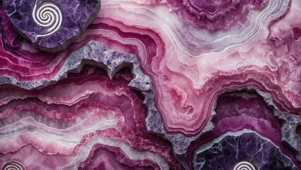Obraz premium Abstract design of layered, purple, and pink rock formations.