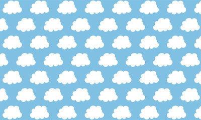 Cloud icon. Blue sky and white clouds. Sky and clouds background. Design for blanket, blanket for kids, decorative, carpet wallpaper, fabric, textile design