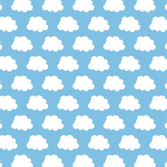Cloud icon. Blue sky and white clouds. Sky and clouds background. Design for blanket, blanket for kids, decorative, carpet wallpaper, fabric, textile design