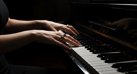Obraz premium Woman Hands Playing Piano