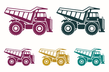 set of Mining Truck silhouette vector illustration