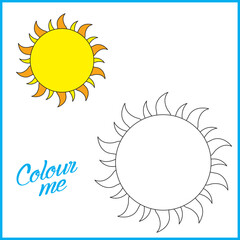 Sun Coloring page , Coloring page for kids, Sun vector illustration - A To Z colouring Pictures