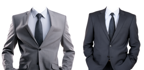 two formal suits and tie. isolated, transparent background	