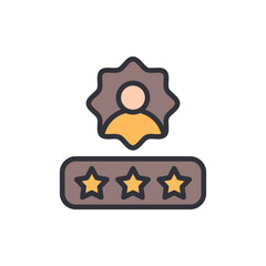 User Profile Rating With Star Elements And Reputation Indicator Icon