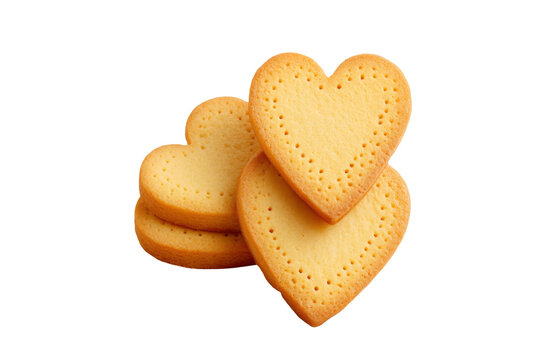 Heart-shaped cookies stack isolated, transparent background	